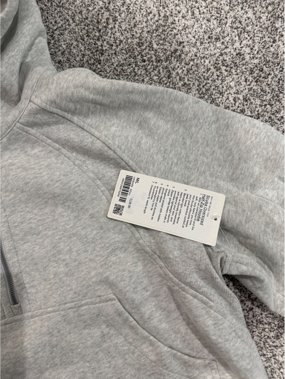 lululemon Scuba Oversized Half-Zip Hoodie M/L – Heathered Light Gray – NWT - Picture 2 of 5